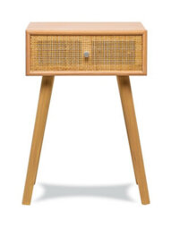 Nordlys 1-Drawer Wood And Natural Rattan Nightstand Exotic Boho Bedroom - thumbnail 4