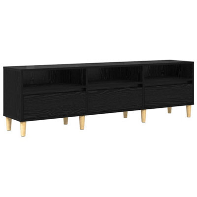 Berkfield Modern Tv Cabinet Black Oak 150 X 30 X 45 Cm Engineered Wood