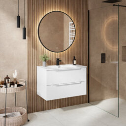 Affine 800mm Bathroom Vanity Unit Basin Wall Hung Furniture 2 Soft Close Drawers White - thumbnail 3
