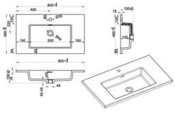 Affine 800mm Bathroom Vanity Unit Basin Wall Hung Furniture 2 Soft Close Drawers White - thumbnail 7