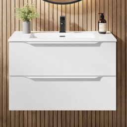 Affine 800mm Bathroom Vanity Unit Basin Wall Hung Furniture 2 Soft Close Drawers White - thumbnail 1