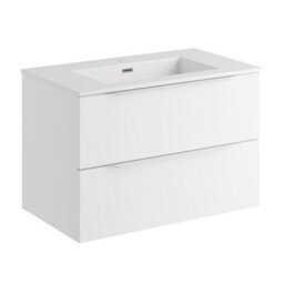 Affine 800mm Bathroom Vanity Unit Basin Wall Hung Furniture 2 Soft Close Drawers White - thumbnail 5