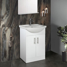 Home Treats White Freestanding Vanity Unit & Basin Set - Includes 2 Door Vanity (W)516mm (H)800mm - thumbnail 1