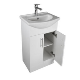 Home Treats White Freestanding Vanity Unit & Basin Set - Includes 2 Door Vanity (W)516mm (H)800mm - thumbnail 9