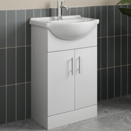 Home Treats White Freestanding Vanity Unit & Basin Set - Includes 2 Door Vanity (W)516mm (H)800mm - thumbnail 8