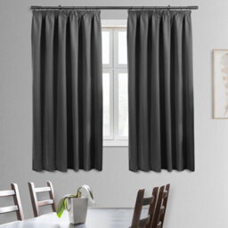 Bedlooms Grey Thermal Insulated Blackout Pencil Pleat Short Window Curtain (Pair) 46 X 54 Inches With Tie Backs Two - thumbnail 2