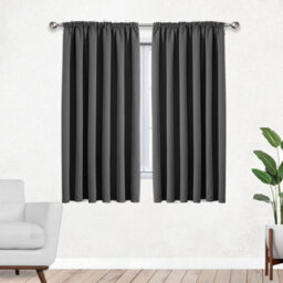 Bedlooms Grey Thermal Insulated Blackout Pencil Pleat Short Window Curtain (Pair) 46 X 54 Inches With Tie Backs Two - thumbnail 1