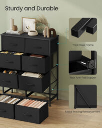 LEDREM Bellah Collection - Chest Of Drawers, Storage Unit, For Bedroom, Closet, Hallway, Living Room, Steel, 8 Drawers, Modern - thumbnail 6