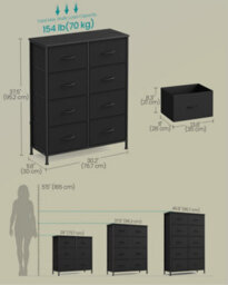 LEDREM Bellah Collection - Chest Of Drawers, Storage Unit, For Bedroom, Closet, Hallway, Living Room, Steel, 8 Drawers, Modern - thumbnail 5