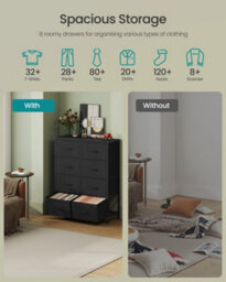 LEDREM Bellah Collection - Chest Of Drawers, Storage Unit, For Bedroom, Closet, Hallway, Living Room, Steel, 8 Drawers, Modern - thumbnail 3