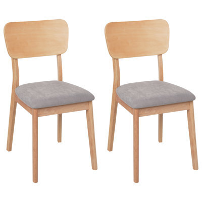 Beliani Set Of 2 Dining Chairs Minier Wood Light Brown/ Grey - image 1