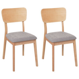 Beliani Set Of 2 Dining Chairs Minier Wood Light Brown/ Grey - thumbnail 1