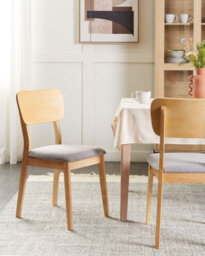 Beliani Set Of 2 Dining Chairs Minier Wood Light Brown/ Grey - thumbnail 2