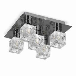 Valuelights Ritz Modern Black Chrome Ice Cube 5 Way Flush Ceiling Spotlight