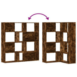 Berkfield Corner Bookcase 4-Tier Smoked Oak 85X85X140 Cm Engineered Wood - thumbnail 7