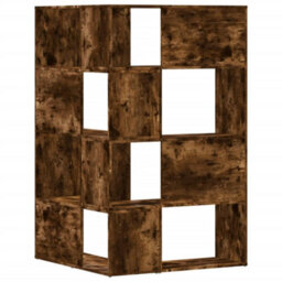 Berkfield Corner Bookcase 4-Tier Smoked Oak 85X85X140 Cm Engineered Wood - thumbnail 6