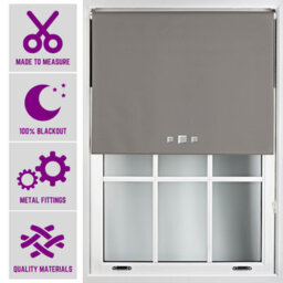 Triple Square Eyelet Blackout Roller Blind With Metal Fittings Free Alteration By Furnished - Dark Grey (W)90Cm X (L)165Cm