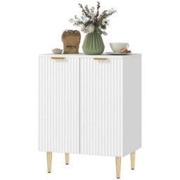 Sideboard Buffet Cabinet With Adjustable Shelf, White - thumbnail 1