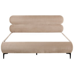 Beliani Bed Velvet Lessay 180 X 200 Cm (Eu Super King) Taupe - thumbnail 4