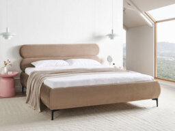 Beliani Bed Velvet Lessay 180 X 200 Cm (Eu Super King) Taupe - thumbnail 2