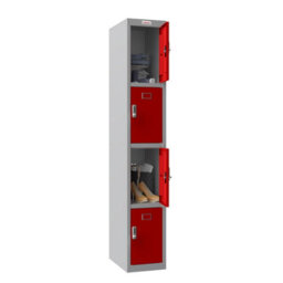 Phoenix Safe Company Phoenix Pl Series Pl1430Gre 1 Column 4 Door Personal Locker Grey Body/red Doors With Electronic Locks - thumbnail 2