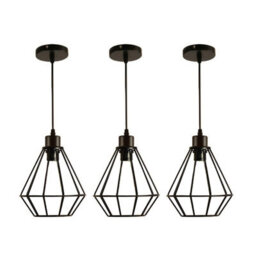3 Pcs Industrial Pendant Lights Black With 95Cm Adjustable Cable And E27 Bulb Holder For Kitchen Or Bedroom - thumbnail 1