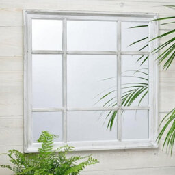 Biznest New White Rustic 61X61Cm Square Shape Window Style Wall Mirror Simply Stylish - thumbnail 1