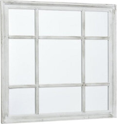 Biznest New White Rustic 61X61Cm Square Shape Window Style Wall Mirror Simply Stylish - thumbnail 2