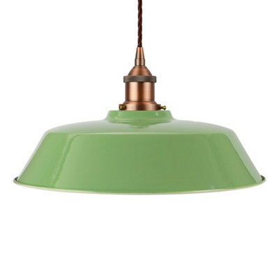 Mint Green Chancery Painted Dome Pendant Light With Matt Antique Copper Lamp Holder And Brown Twisted Cable - Se Home - image 1