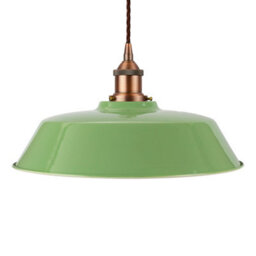 Mint Green Chancery Painted Dome Pendant Light With Matt Antique Copper Lamp Holder And Brown Twisted Cable - Se Home - thumbnail 1