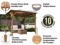 Dunster House Wooden Gazebo With Sides Erin 2.5M X 2.5M Enclosed Solid Wall Panels Garden Shelter With Roof Felt - thumbnail 3
