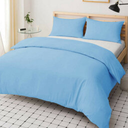 Ameha Plain 3-Piece Duvet Light Blue Quilt Cover Breathable Microfiber Reversible Double Set With Pillowcase 200 X 200 Cm - thumbnail 6