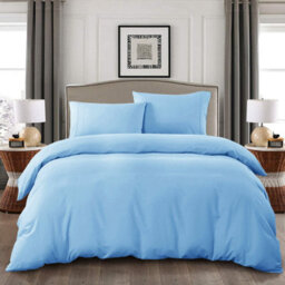 Ameha Plain 3-Piece Duvet Light Blue Quilt Cover Breathable Microfiber Reversible Double Set With Pillowcase 200 X 200 Cm - thumbnail 3