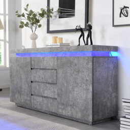 Furniture in Fashion Odessa Sideboard With 2 Door 4 Drawer In Concrete Effect And Led - thumbnail 2