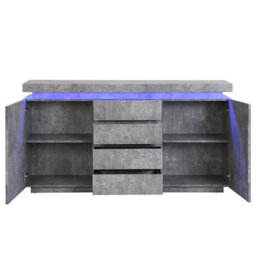 Furniture in Fashion Odessa Sideboard With 2 Door 4 Drawer In Concrete Effect And Led - thumbnail 4