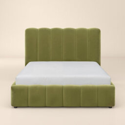 Solace+Co Emilie Ribbed Double Ottoman Bed Green Velvet - thumbnail 5