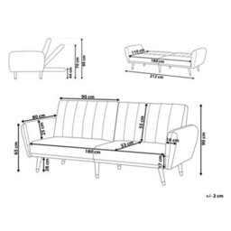 Wyld And Coco Luxevelvet Sofa Bed Light Grey - 3-Seater Convertible Sleeper, Velvet Upholstery, Modern Glam. - thumbnail 3
