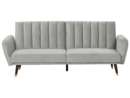 Wyld And Coco Luxevelvet Sofa Bed Light Grey - 3-Seater Convertible Sleeper, Velvet Upholstery, Modern Glam. - thumbnail 1