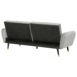 Wyld And Coco Luxevelvet Sofa Bed Light Grey - 3-Seater Convertible Sleeper, Velvet Upholstery, Modern Glam. - thumbnail 6