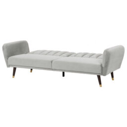 Wyld And Coco Luxevelvet Sofa Bed Light Grey - 3-Seater Convertible Sleeper, Velvet Upholstery, Modern Glam. - thumbnail 5