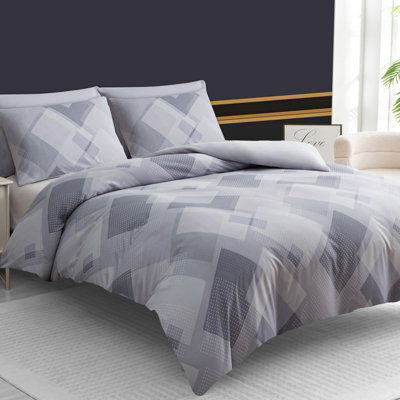 Lazzaro Double Brushed Microfiber Duvet Cover Set Reversible Design With Zipper Closure And Corner Ties - image 1