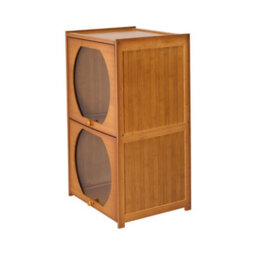 Living And Home 2-Tier Brown And Clear Multipurpose Freestanding Bookcase Storage Cabinet, 38.5Cm (W) X 33Cm (D) X 68Cm (H) - thumbnail 5