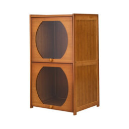 Living And Home 2-Tier Brown And Clear Multipurpose Freestanding Bookcase Storage Cabinet, 38.5Cm (W) X 33Cm (D) X 68Cm (H) - thumbnail 3