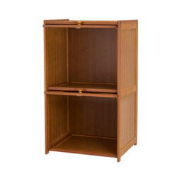 Living And Home 2-Tier Brown And Clear Multipurpose Freestanding Bookcase Storage Cabinet, 38.5Cm (W) X 33Cm (D) X 68Cm (H) - thumbnail 4