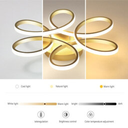 Living And Home Gold 58Cm 1 Light Curved Shape Acrylic Flush Mount Led Dimmable Ceiling Light Fixture - thumbnail 4