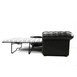 Chesterfield 3 Seater Sofabed Shelly Black Real Leather In Classic Style - thumbnail 5