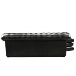 Chesterfield 3 Seater Sofabed Shelly Black Real Leather In Classic Style - thumbnail 9