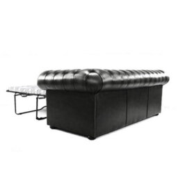 Chesterfield 3 Seater Sofabed Shelly Black Real Leather In Classic Style - thumbnail 8