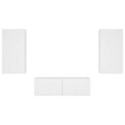 Berkfield 3 Piece Tv Wall Cabinets With Led Lights White - thumbnail 7