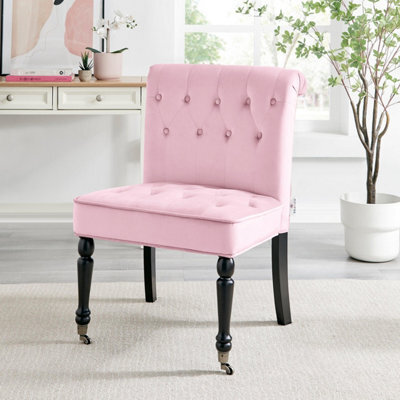 Bravich Winston Velvet Accent Chair Wheels Powder Pink - image 1